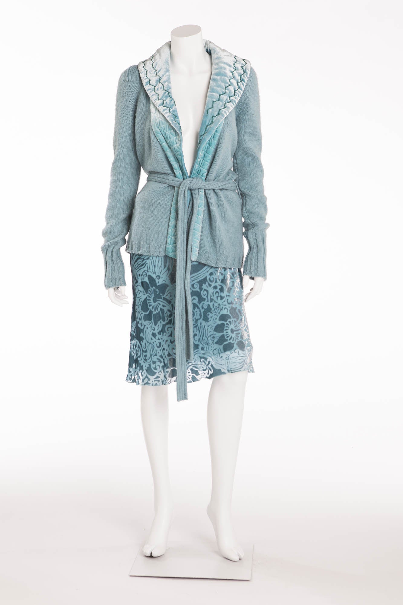 Blumarine - Aqua Knit Cardigan with Belt - IT 40