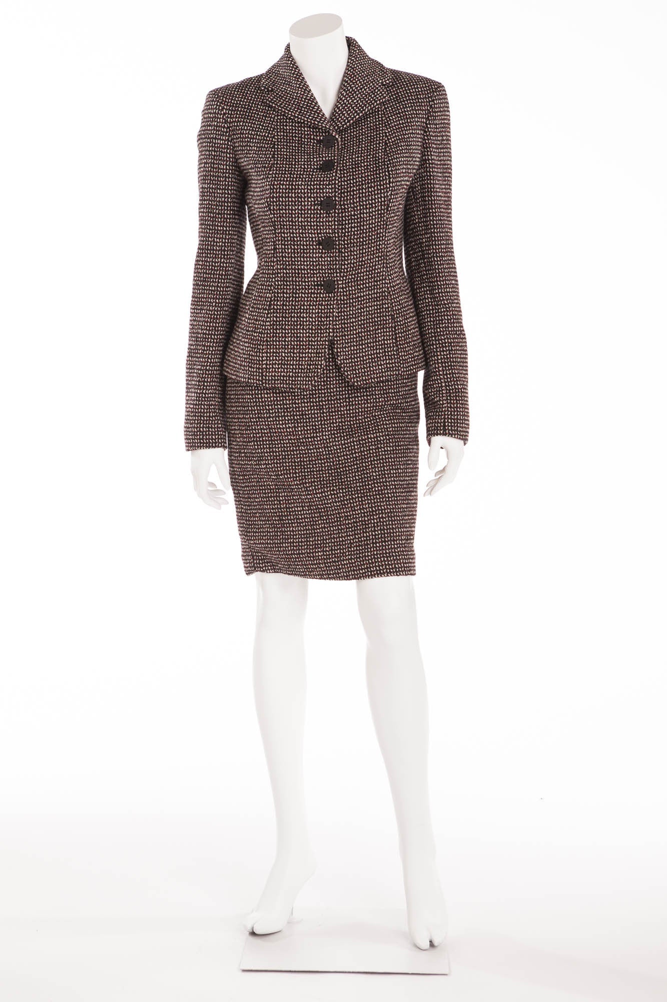 Donna Karan - 2PC Black and Red Wool Skirt and Blazer - US 6