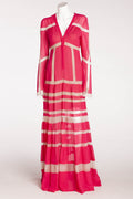 BCBG Maxazria Runway - "Sophy" Fuschia and Nude Long Sleeve Dress - S