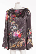 Balmain - Floral Long Sleeve Top/Mini Dress with Gold Buttons - FR 40