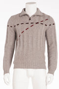 Authentic Hermes - Gray Zip Neck Sweater - XL