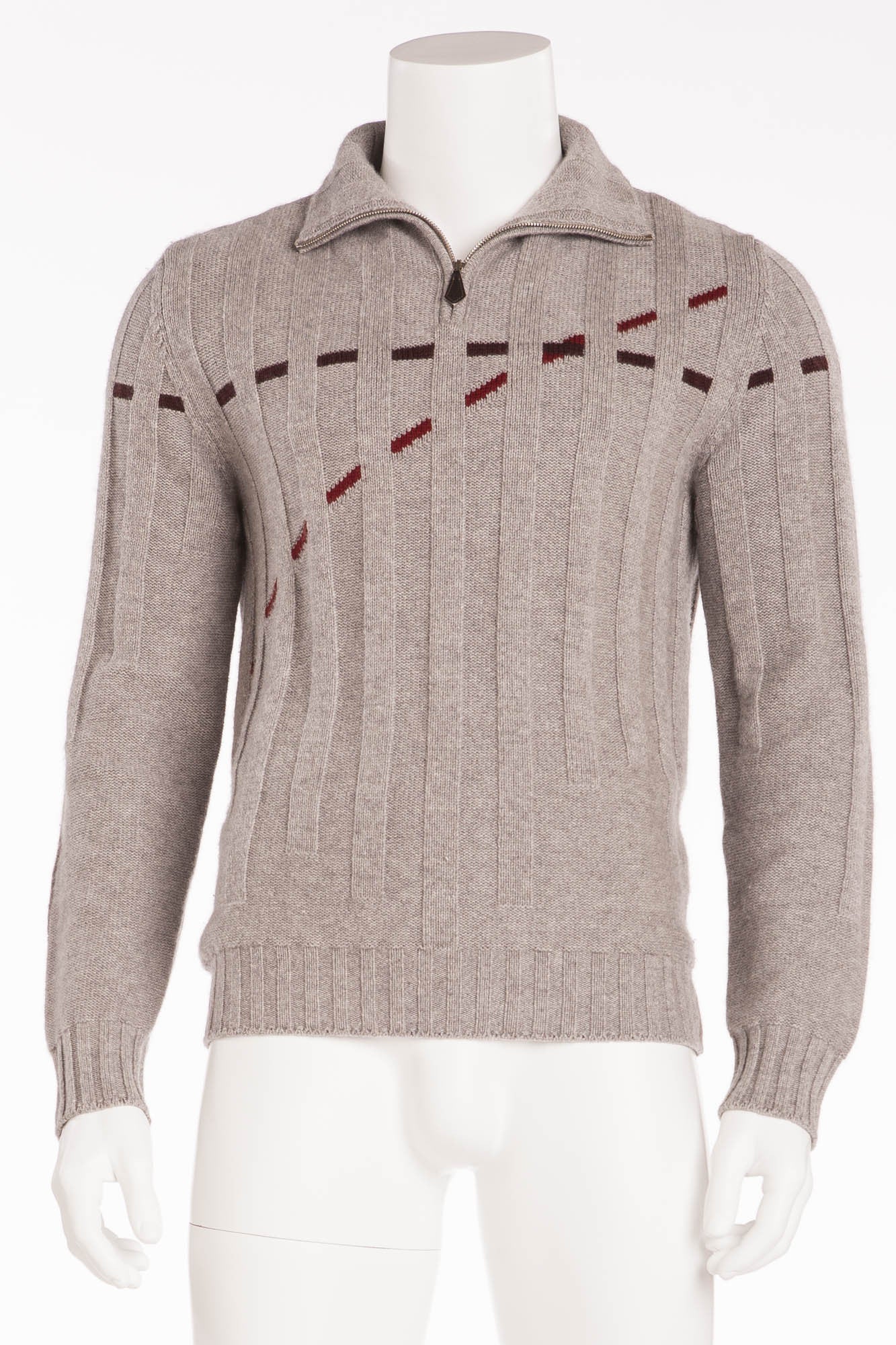 Authentic Hermes - Gray Zip Neck Sweater - XL