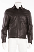 Brioni - Black Leather Zip Up Jacket  -