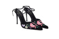 Casadei - Black Suede with Flowers - US 8 1/2