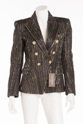 Balmain - NWT Black and Gold Leather Blazer Gold Buttons - FR 40