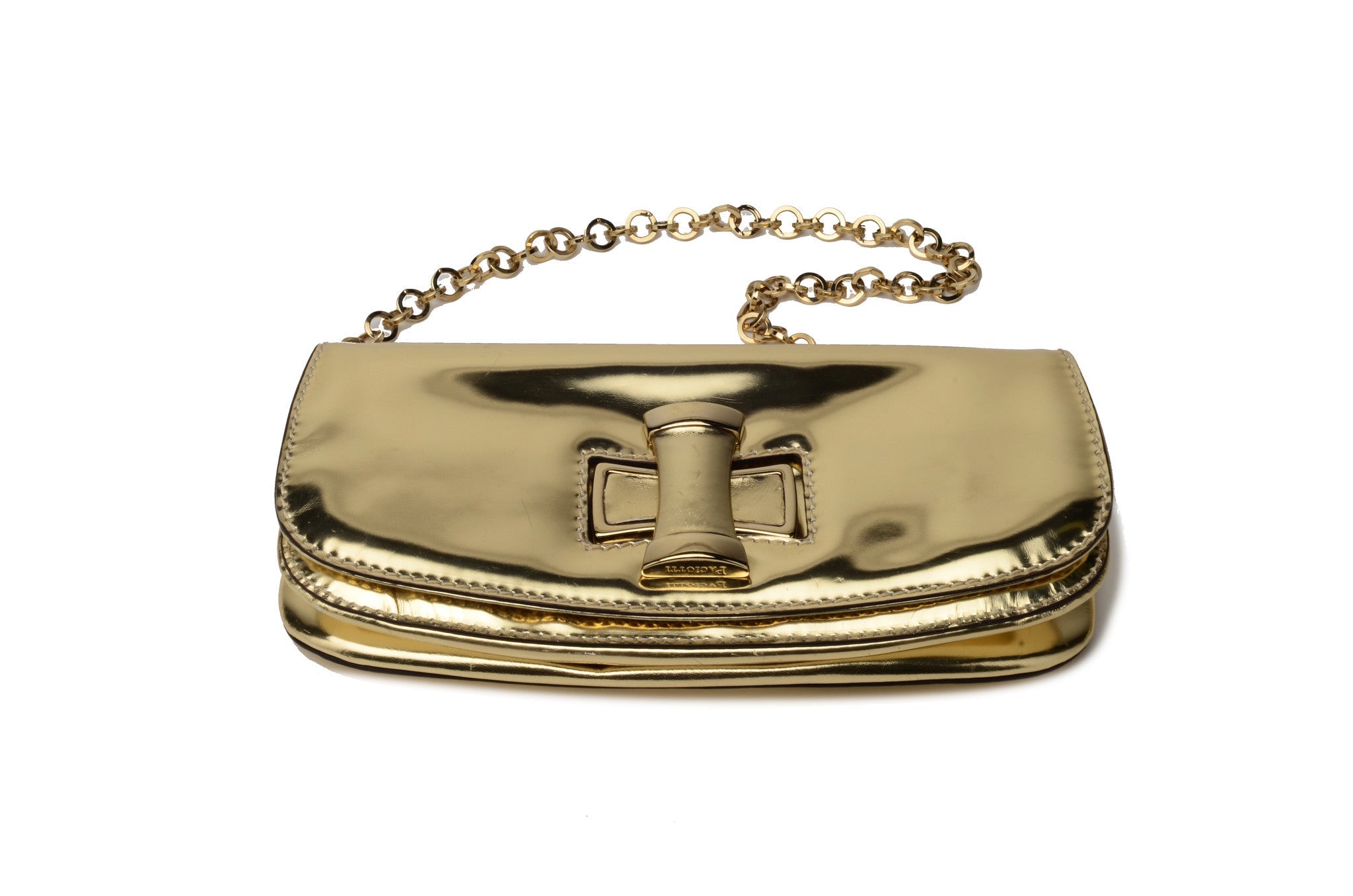 Cesare Paciotti - Gold Clutch with Chain Strap - One Size