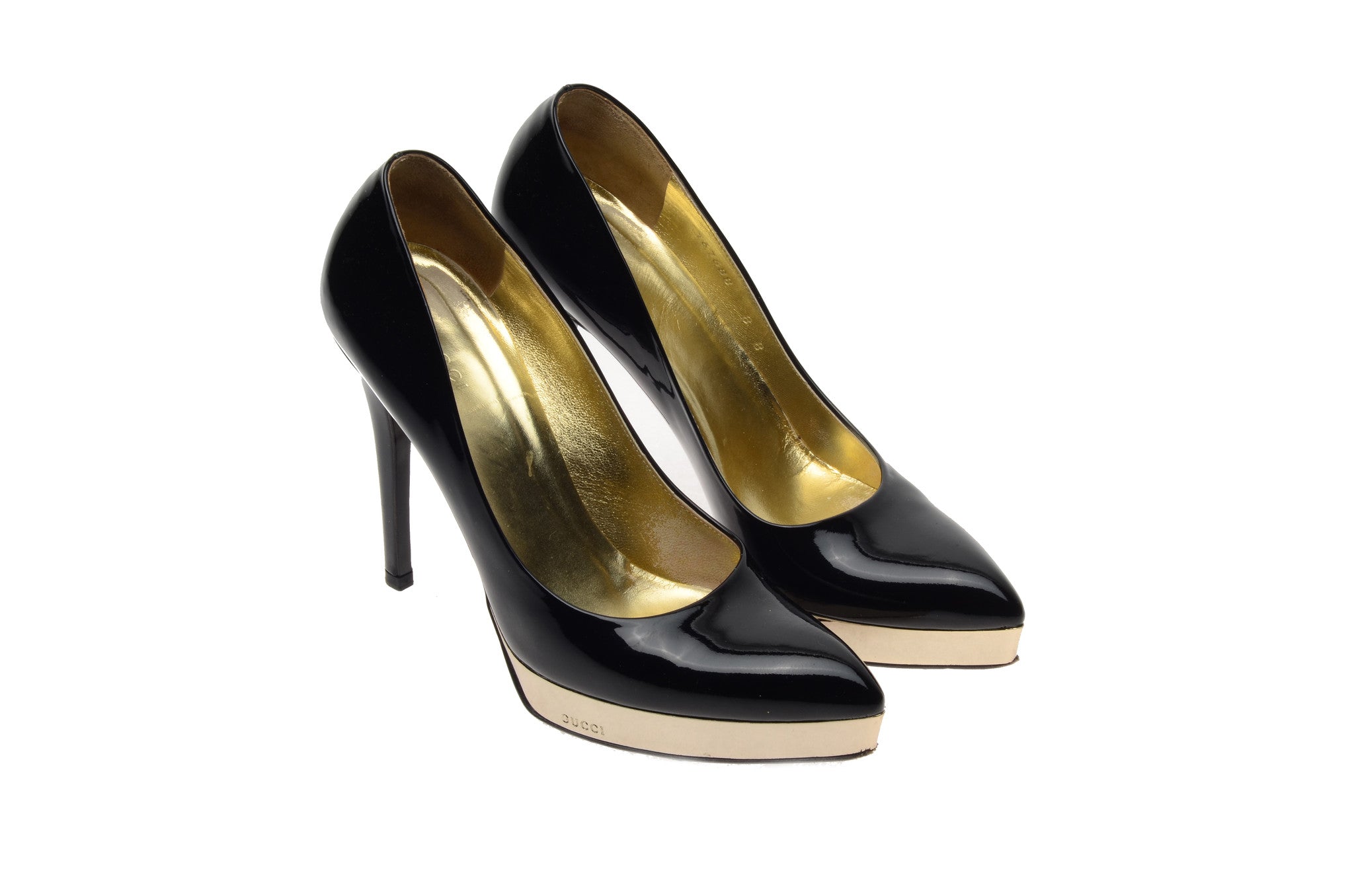 Iconic Gucci - Black Patent Pointed Toe Platform Pumps - US 8
