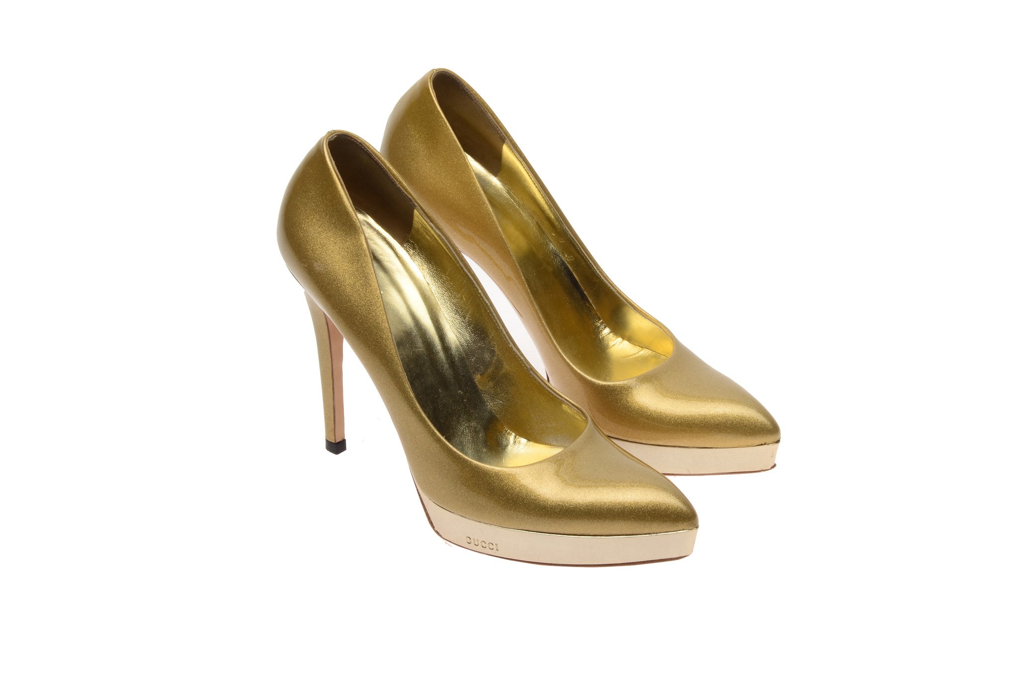 Iconic Gucci - Gold Sparkly Pointed Toe Pumps - US 8