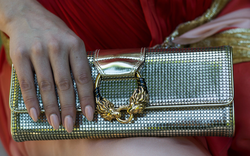 Roberto Cavalli - Gold Handbag with Gold Chain Handle - One Size