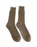 Wool Cotton Cable Knit Socks in Beige