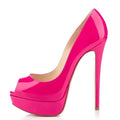 Christian Louboutin - - Lady Peep Platform Pumps Fuchsia Patent Leather 160 mm  IT 39