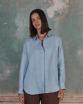 Shirt No.21 Button up, Linen Blouse in Pale Blue Pinstripe