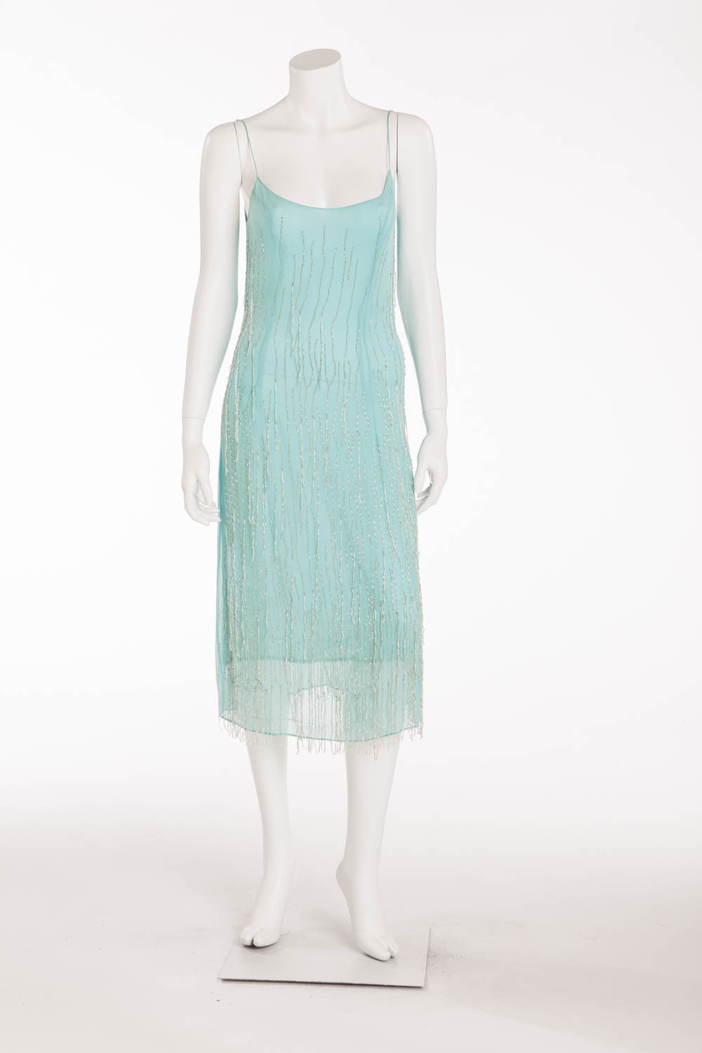 Blumarine - Spaghetti Strap Aqua Beaded Dress - IT 42