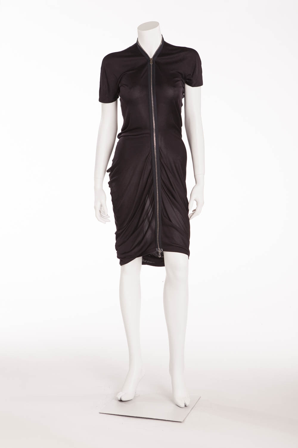 Alexander Mcqueen - Black Jersey Dress Front Zipper - IT 42