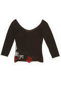 Blumarine - Black Top with Red Roses - IT 42