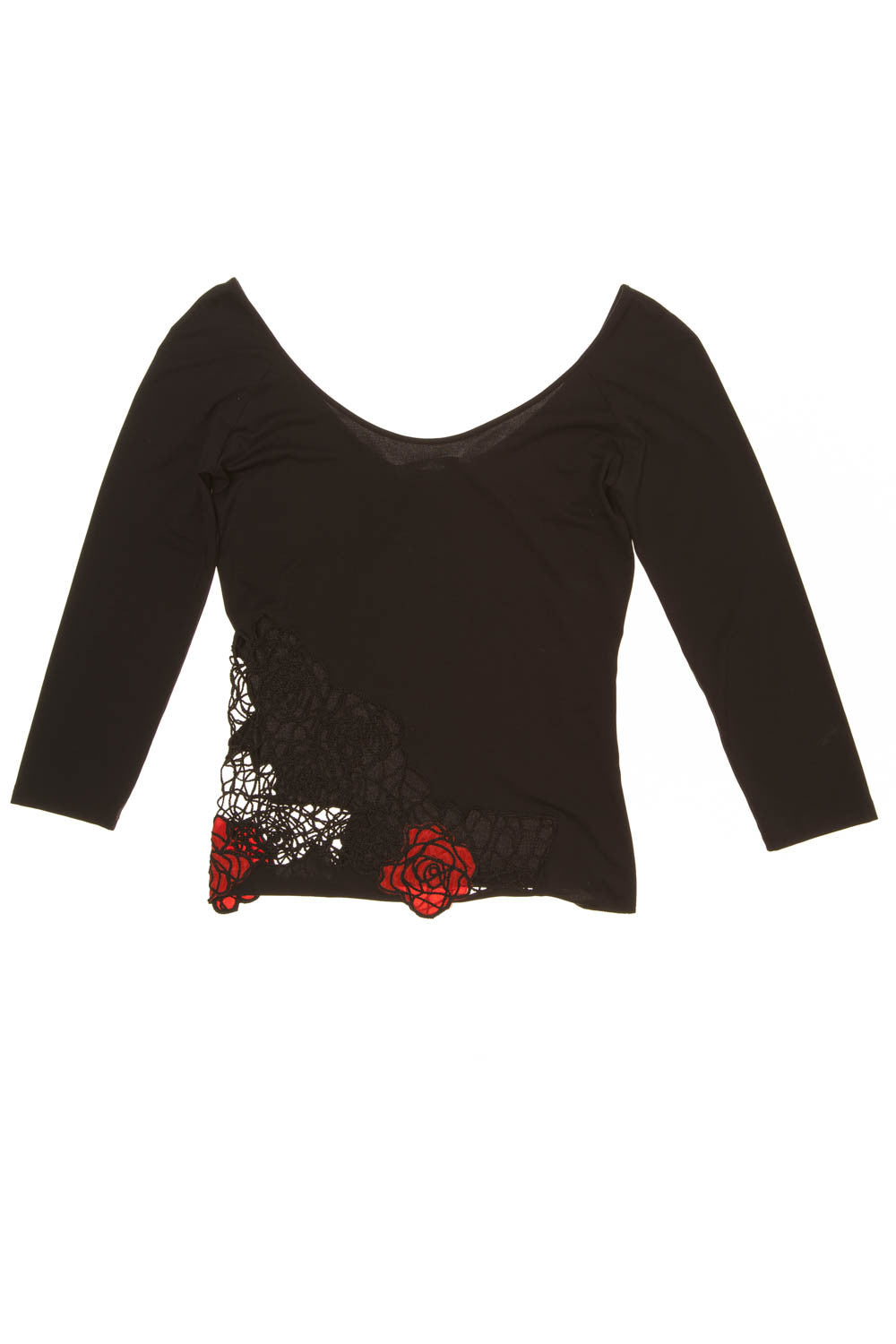 Blumarine - Black Top with Red Roses - IT 42