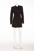 Balmain - NWT Long Sleeve Suede Black Mini Dress - FR 40
