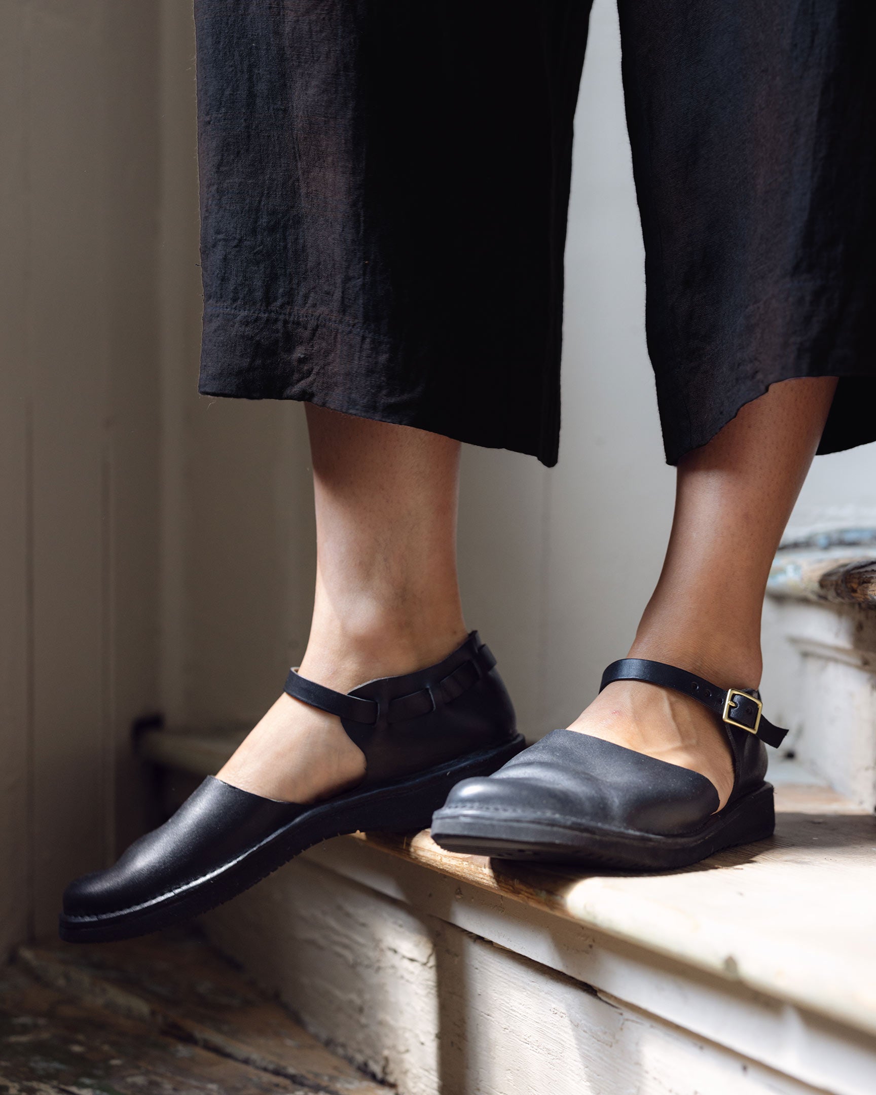 Black Leather Mary Jane Shoes