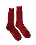 Wool Cotton Cable Knit Socks in Red