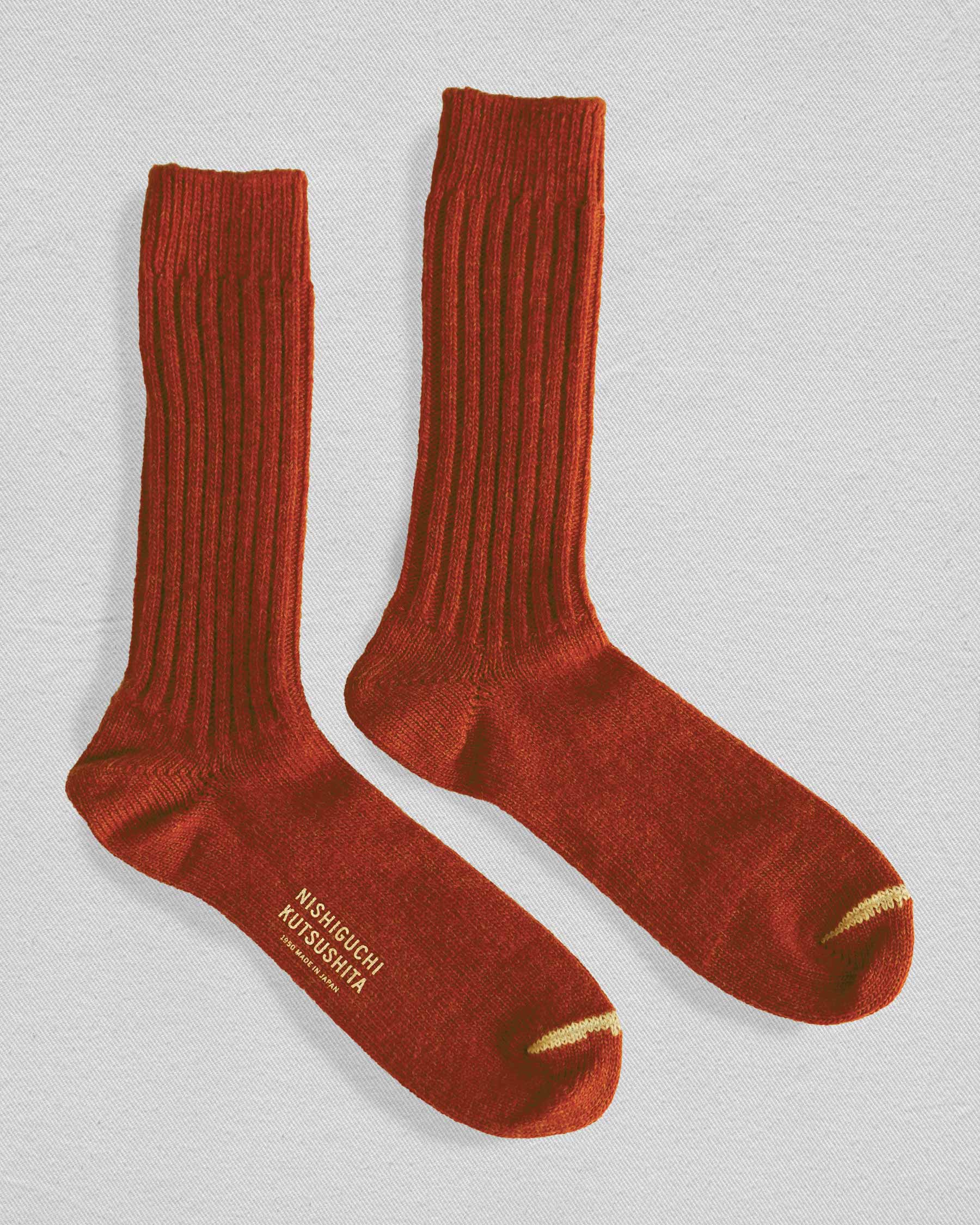 Wool Ribbed Socks in Shrine Red