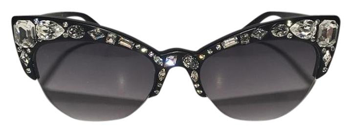Sonia Rykiel - Jeweled Front Cat Eye Black Sunglasses - One Size