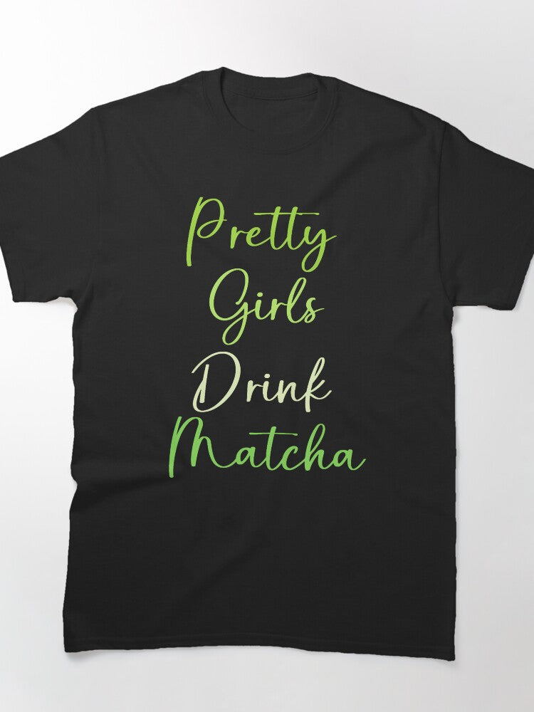 Funny Matcha Tea Girl Tee Cute Character Drinking Matcha Top