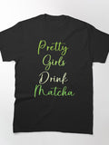Funny Matcha Tea Girl Tee Cute Character Drinking Matcha Top