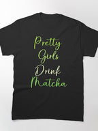 Funny Matcha Tea Girl Tee Cute Character Drinking Matcha Top