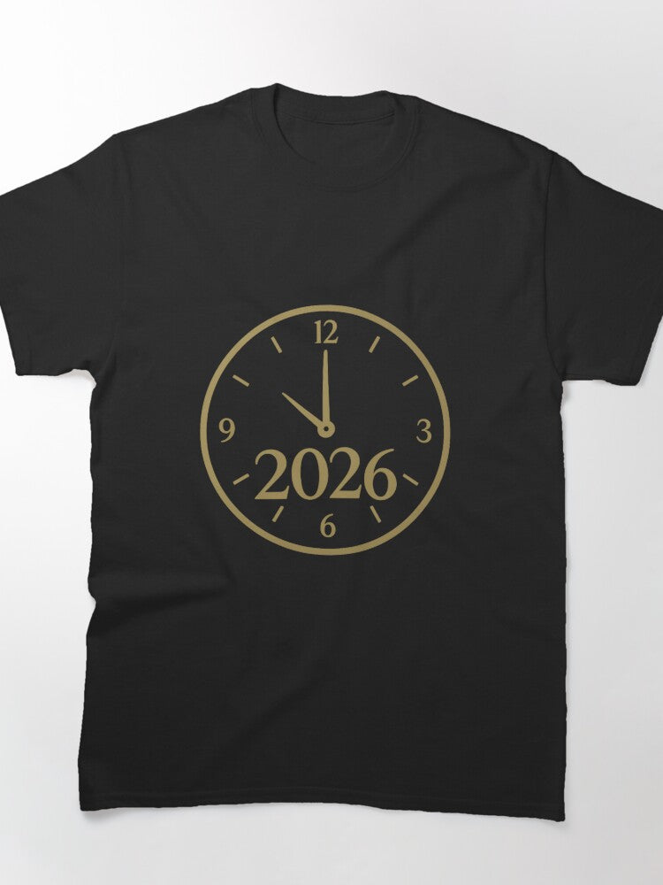 Gold Clock 2026 New Year Countdown Graduation Classic T-Shirt