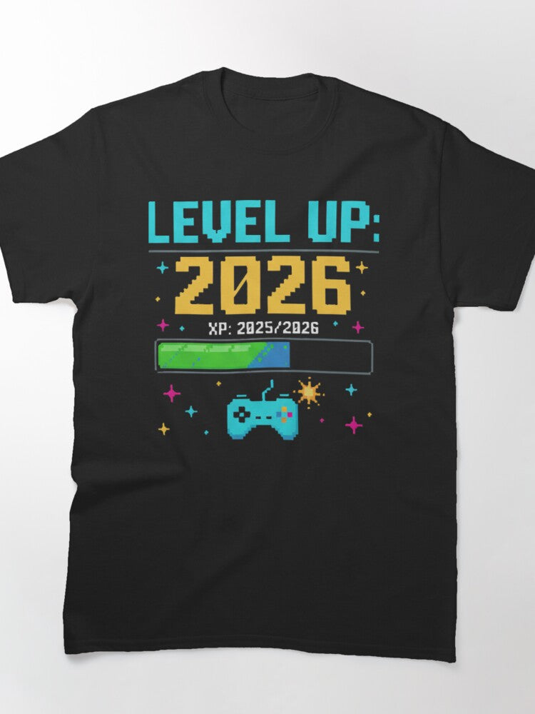 Gamer Level Up 2026 Shirt – New Year XP Bar Gaming Community