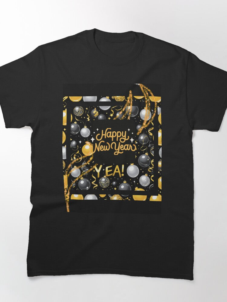 Black and Gold Year Tee – Elegant Festive Celebration Style