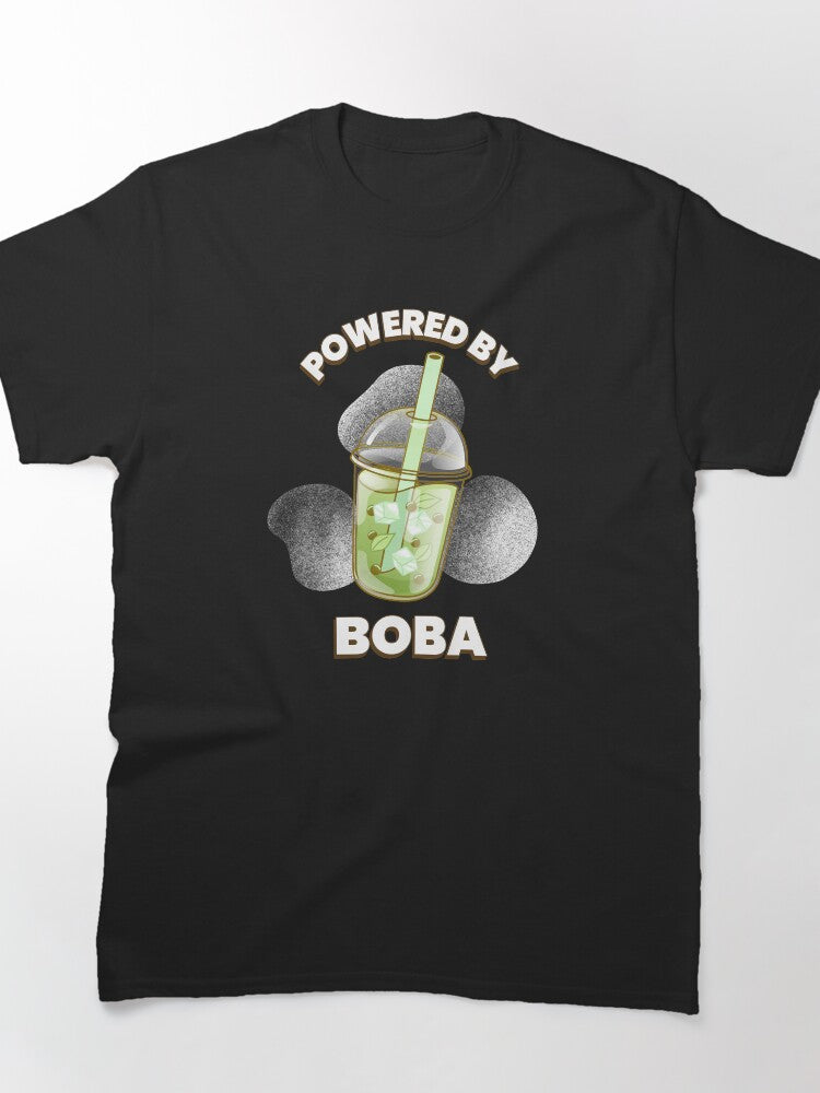 Powered By Boba Milk Tea T-Shirt Energetic Matcha Caffeine Top