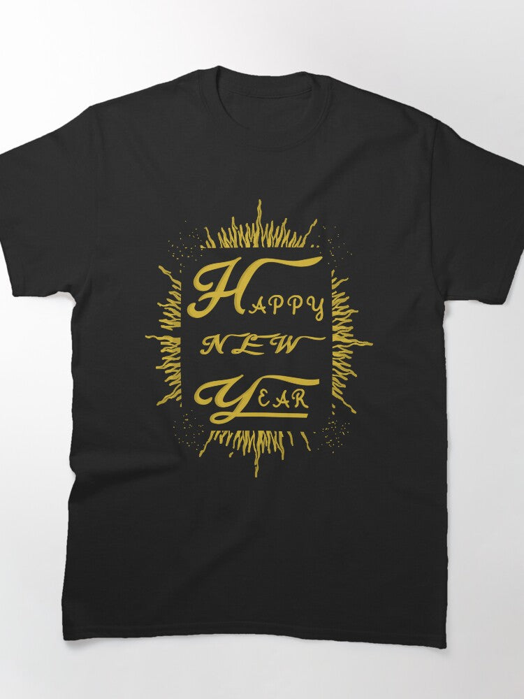 Hand Lettering New Year Tee – Golden Style Festive Art Shirt
