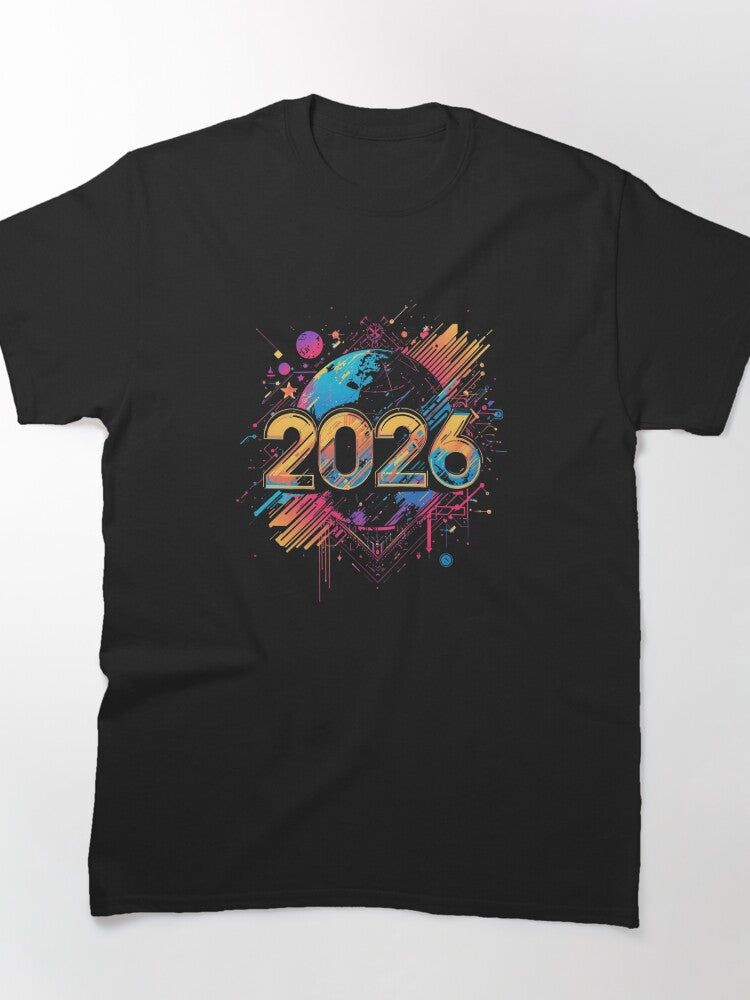 Futuristic World 2026 Shirt – Colorful Sci-Fi New Year Design