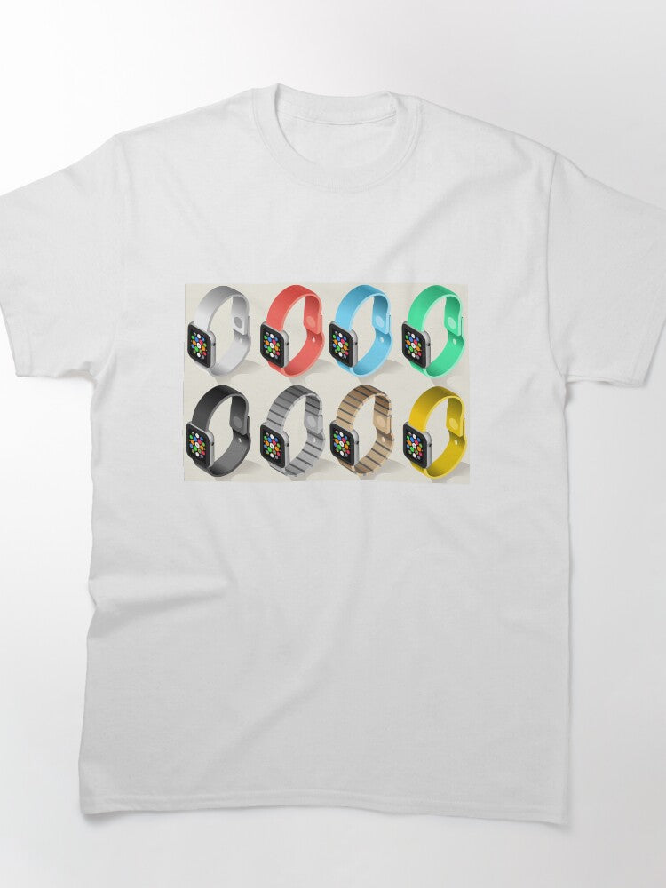 Isometric Smart Watch Tee – Modern Tech Style 6-Color Graphic