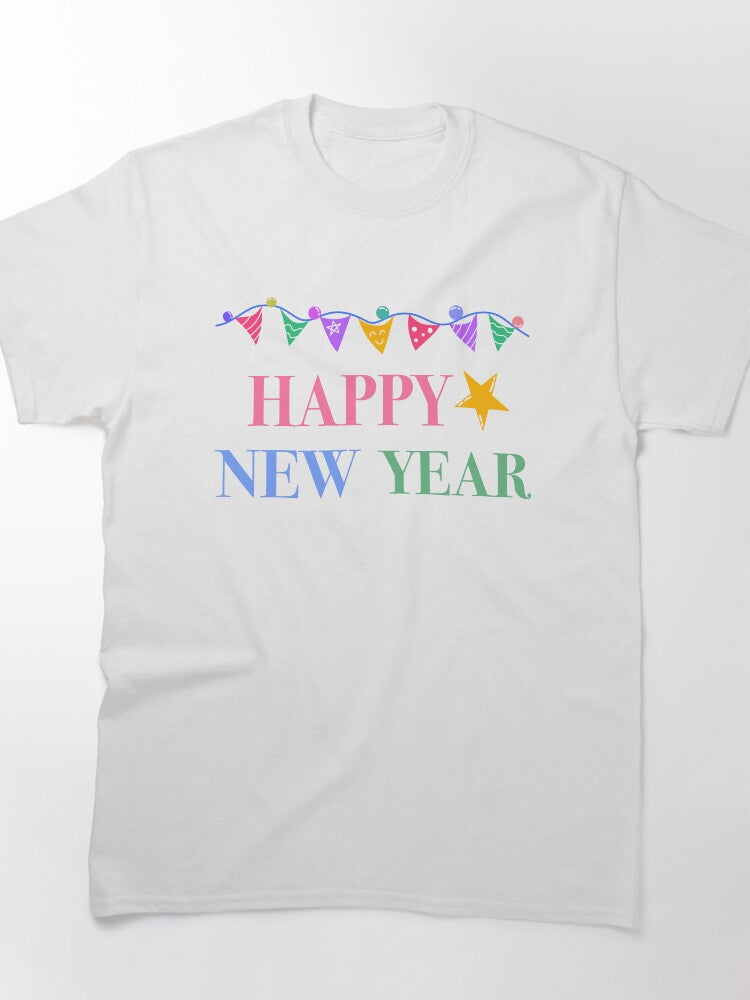 Festive Bunting Typography New Year 2026 Party Graphic T-Shirt