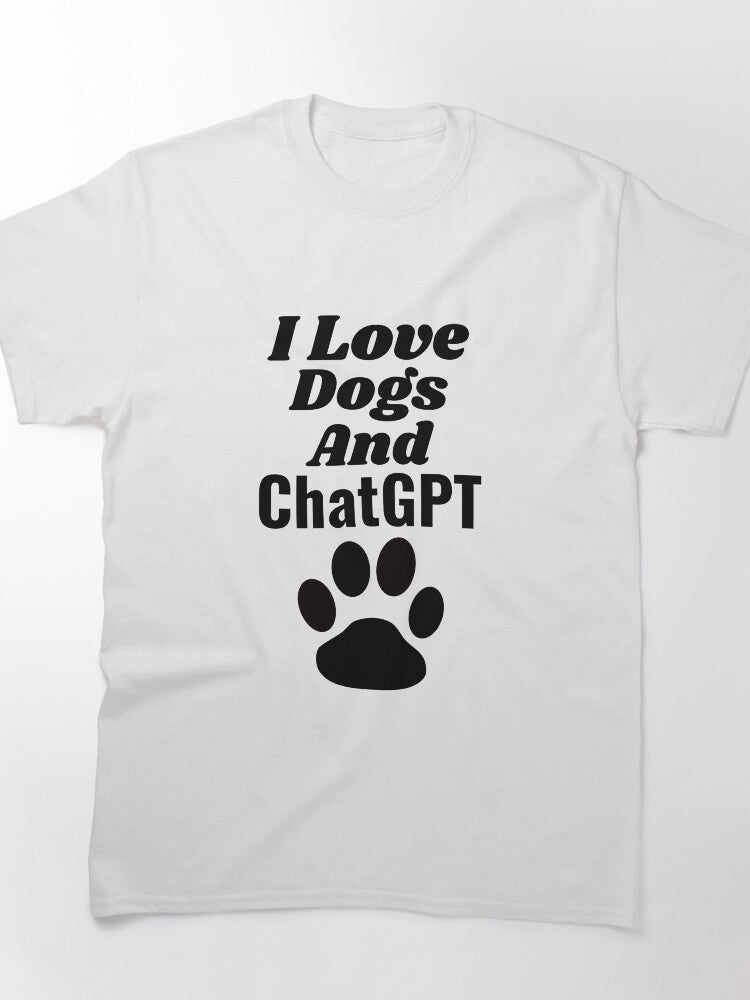 I Love Dogs and ChatGPT AI Fan Shirt | Heart Graphic Tech Lover Tee