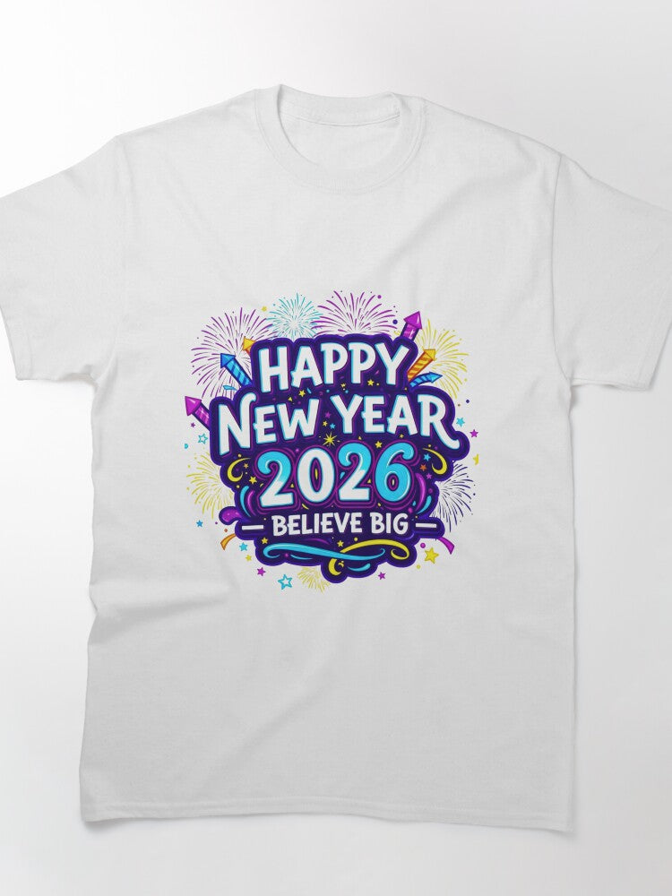 Vibrant Happy New Year 2026 Fireworks Graphic Classic T-Shirt