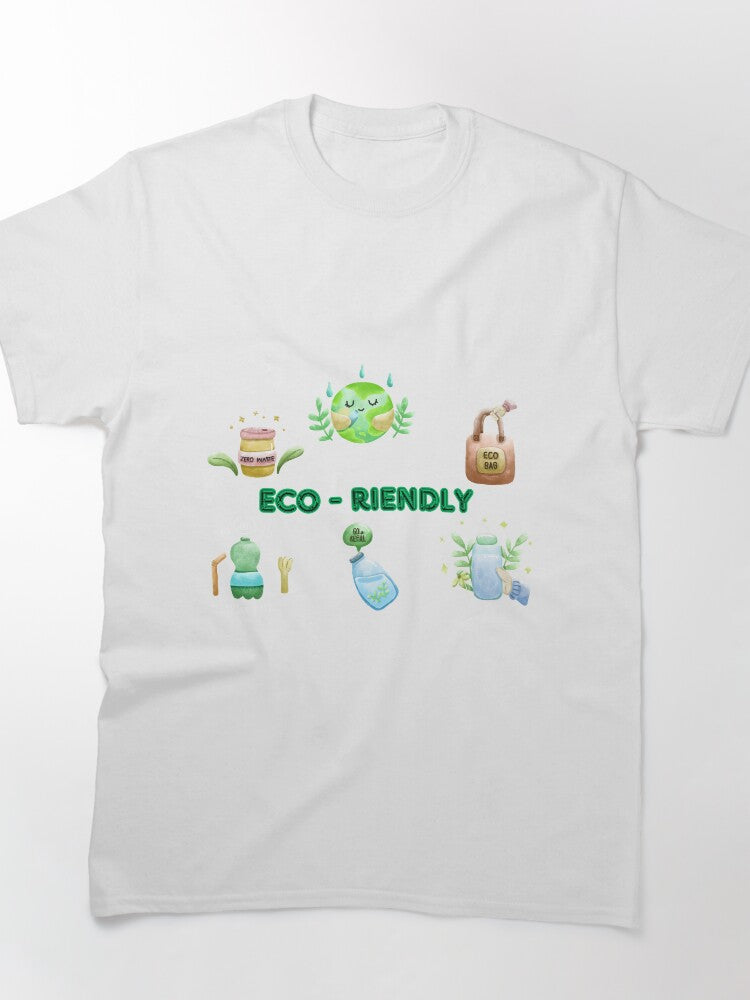Zero Waste Eco-Friendly Watercolor Design Plastic Free Tee