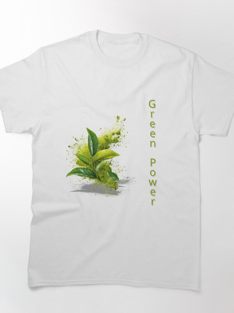 Matcha Leaf and Powder Organic Vibe Tee Natural Green Tea Shirt