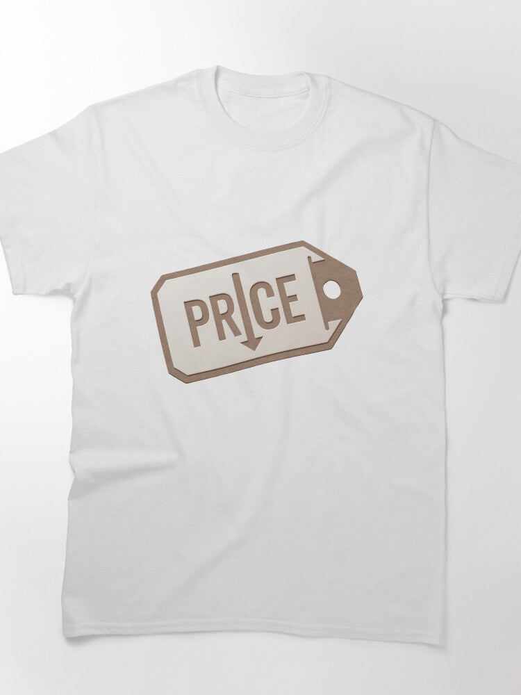 Stylized Price Tag Bold Downward Arrow Design Classic T-Shirt