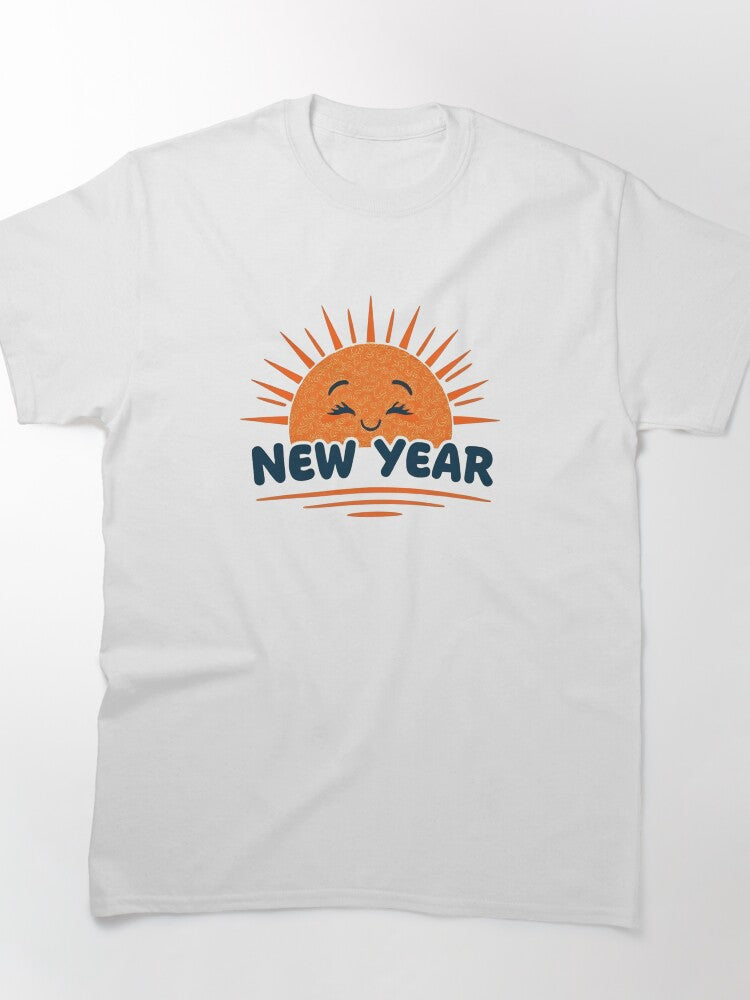 Happy New Year Sun Graphic – Smiling Solar Illustration Apparel