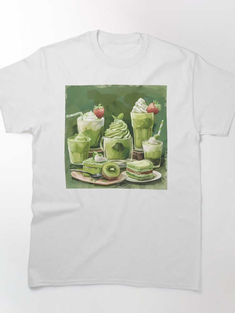 Matcha Green Tea Latte and Pastry Tee Sweet Breakfast Design