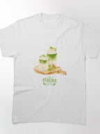 Hand-Painted Matcha Latte Art: Watercolor Illustration T-Shirt