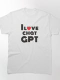I Love Chat GPT Heart Logo Tee | Passionate AI Fan Graphic Shirt
