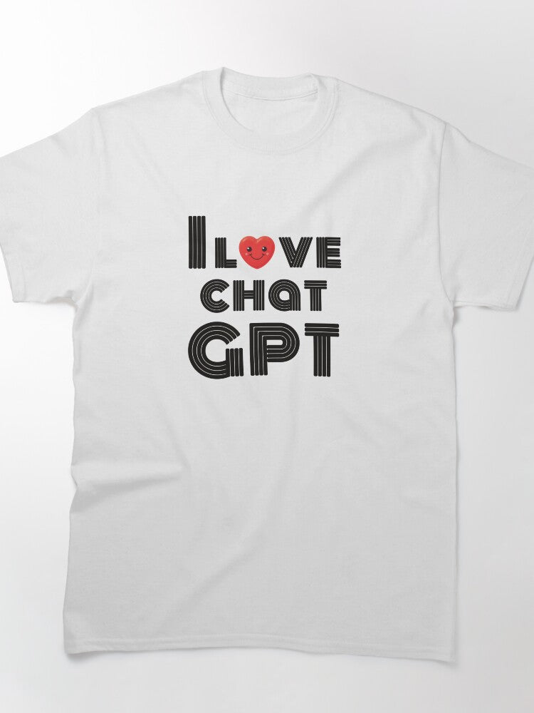 I Love Chat GPT Heart Logo Tee | Passionate AI Fan Graphic Shirt