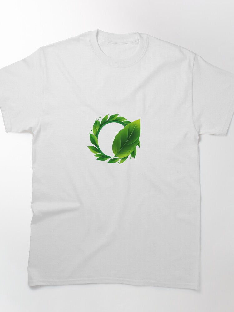 Simple Green Leaf Logo Eco-Friendly Organic Cotton T-Shirt