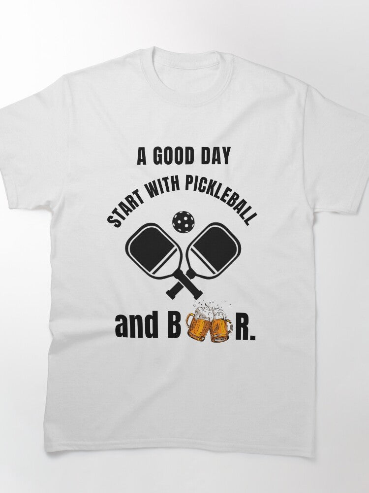 Pickleball And Beer Funny Social Sports Graphic T-Shirt
