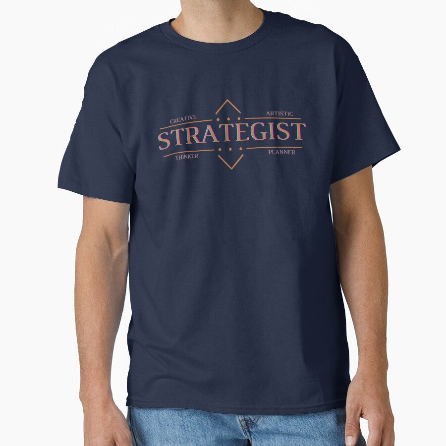 Strategist Professional Career Job Title Minimalist Tee Navy Blue