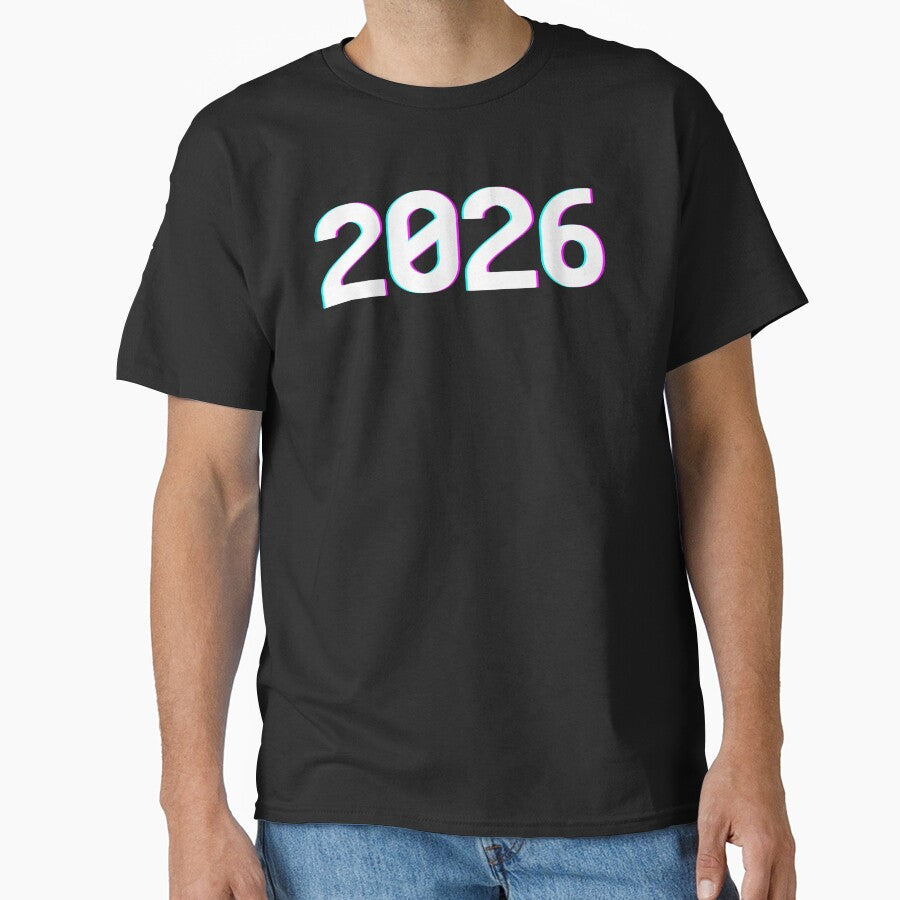 Happy New Year 2026 Bold Celebration Holiday Classic T-Shirt Black